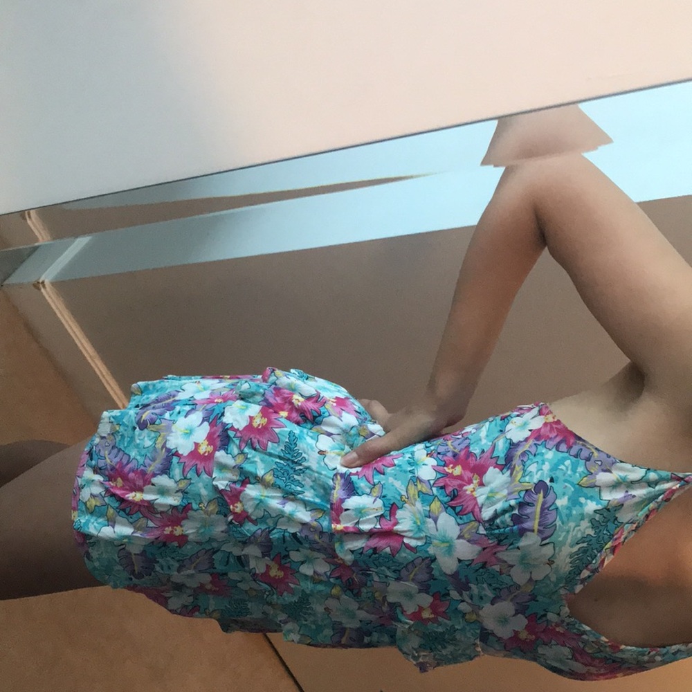 Tropical blue mini dress